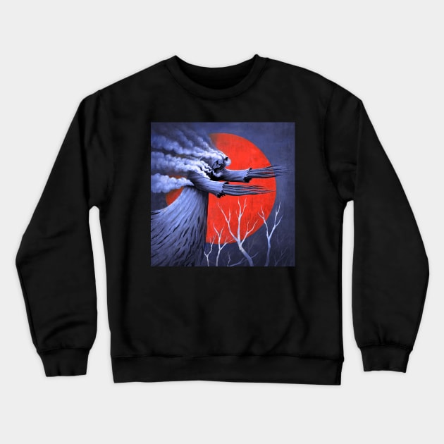 Fantasy character and red moon Crewneck Sweatshirt by Irasti